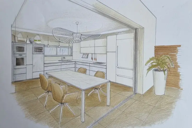 croquis cuisine amenagement espace port camargue