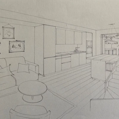 Accueil croquis architecte interieur aigues mortes escalier rorganisation sejour