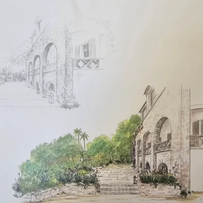 Accueil croquis architecte interieur aigues mortes jardin terrasse