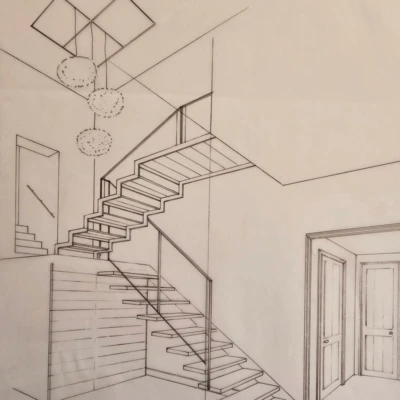 Accueil croquis architecte interieur creation escalier aimargues optimisation espace