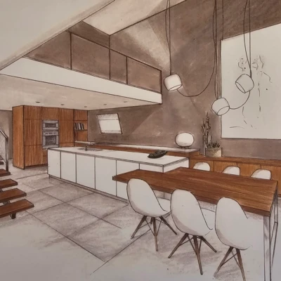 Accueil croquis architecte interieur grau du roi sejour cuisine renovation