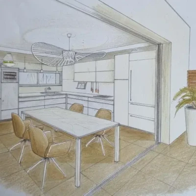 Accueil croquis cuisine amenagement espace port camargue