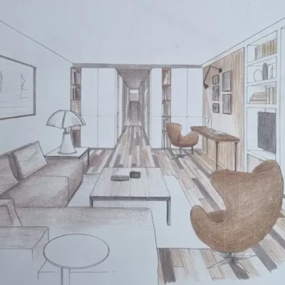 Accueil croquis sejour architecture renovation grande motte